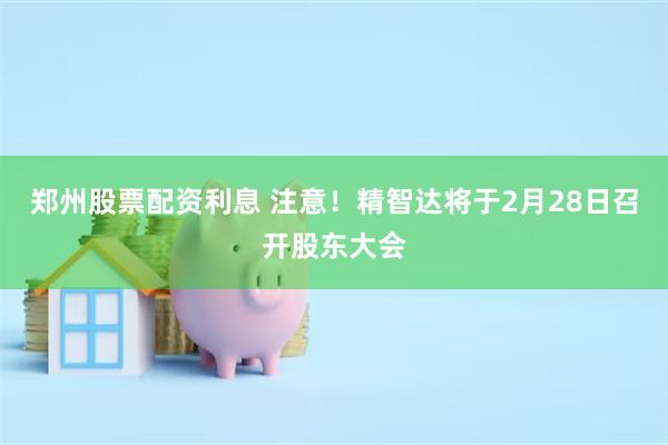 郑州股票配资利息 注意！精智达将于2月28日召开股东大会