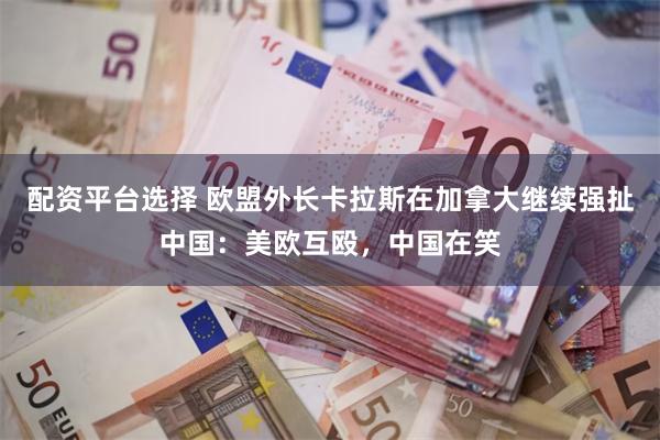 配资平台选择 欧盟外长卡拉斯在加拿大继续强扯中国：美欧互殴，中国在笑
